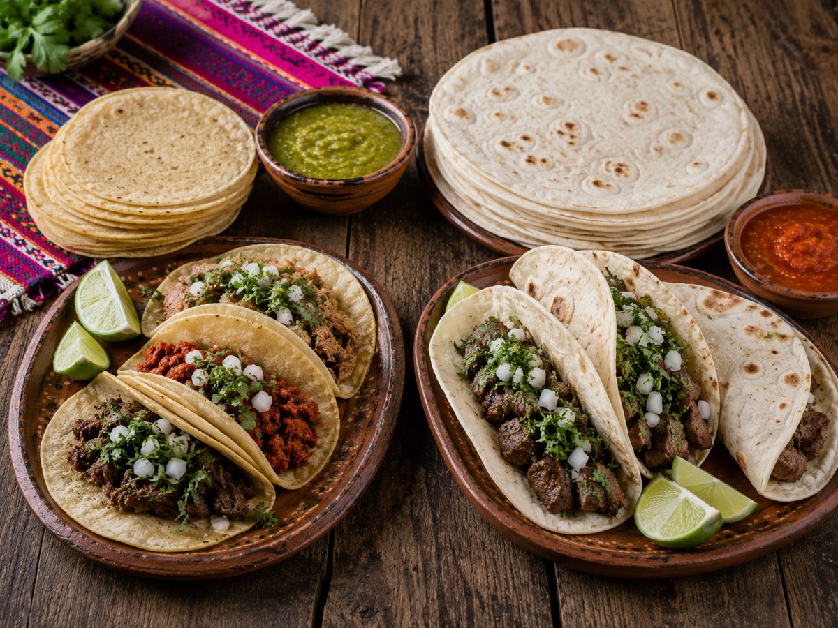 Confronto tra tortillas di mais e tortillas di farina di frumento nella cucina messicana