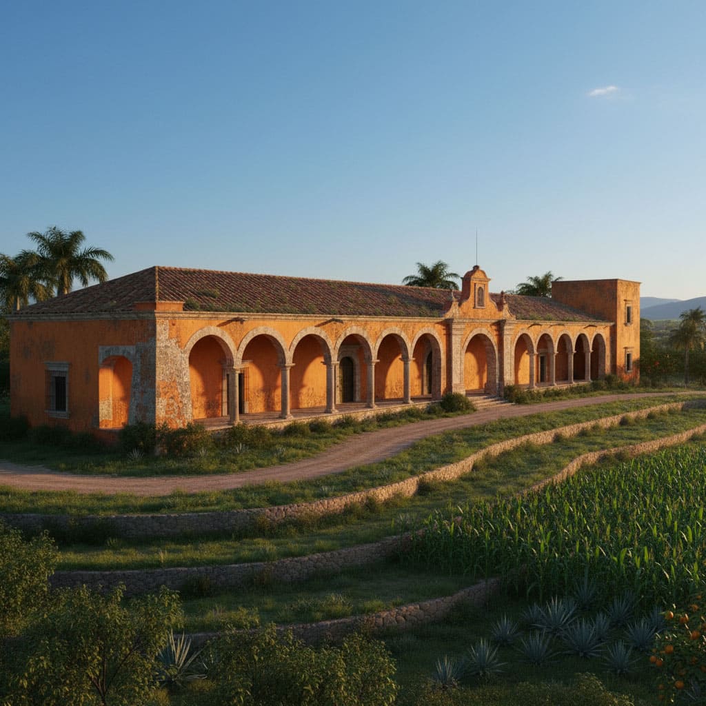 Antica hacienda coloniale nel Bajío fertile