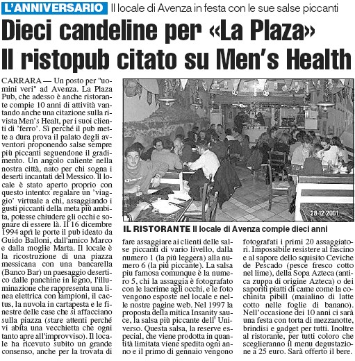 La Nazione 2004 - Dieci candeline per La Plaza